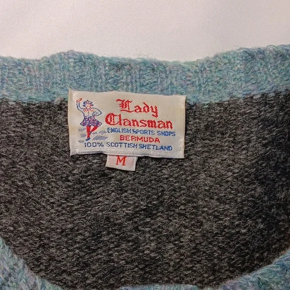 Vintage Womens 100% Scottish Shetland Wool Cottage Core Floral Bow Cardigan - Picture 7 of 8